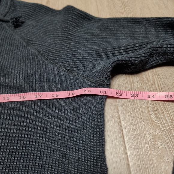 Guess Zip Up Sweater Mens XL Charcoal Grey Ribbed Knit Hooded 100% Cotton Y2K - Picture 6 of 7